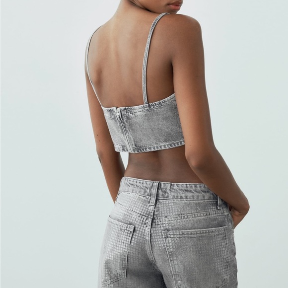 BNWT Zara Sequin Foil Top and Jean Set edit* the top has sold - Picture 4 of 7